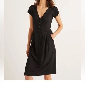 Boden Black Jersey Dress with Button Detail